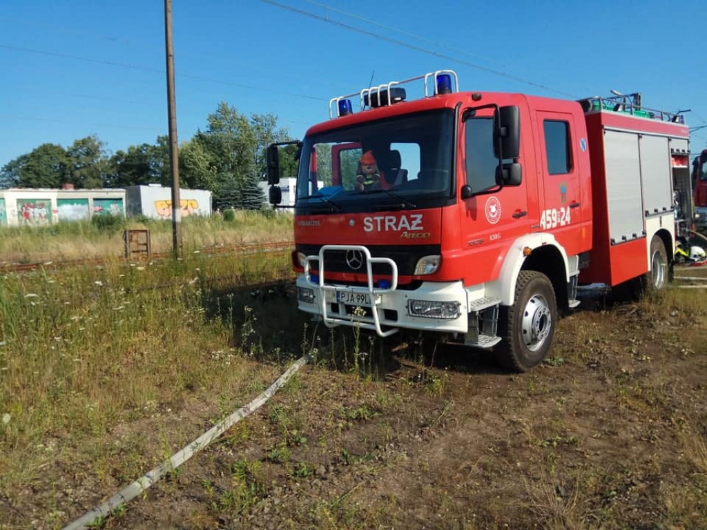 Pożar podkładów kolejowych