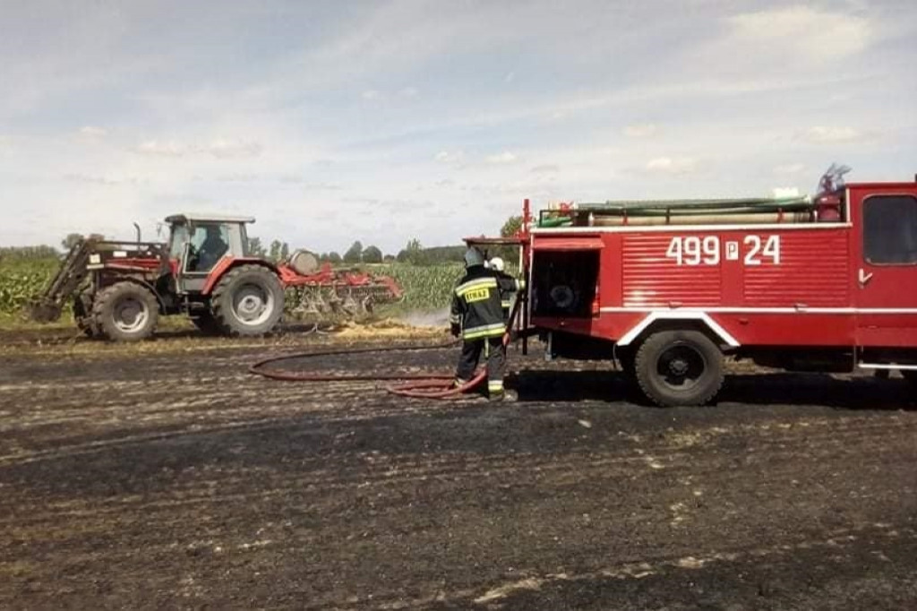 Pożar na polu w Wałkowie