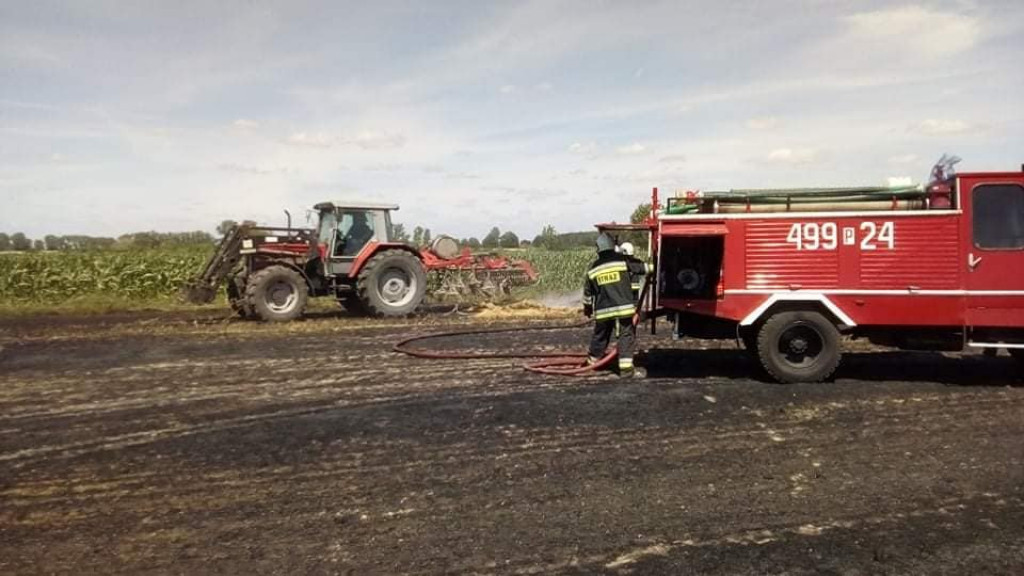 Pożar na polu w Wałkowie