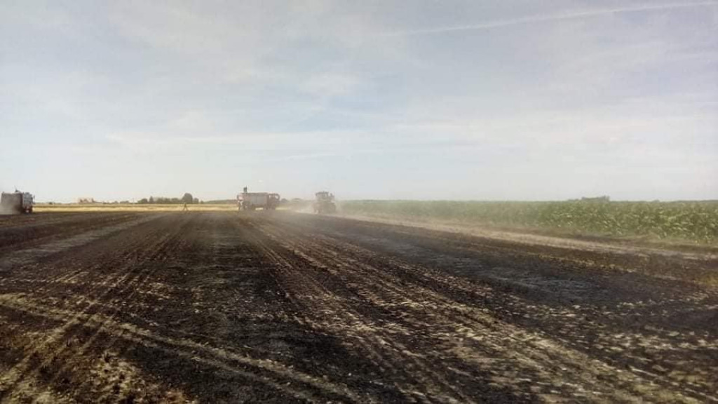 Pożar na polu w Wałkowie