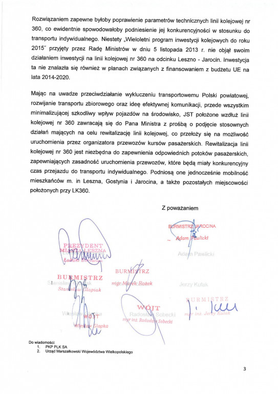 List samorządowców do ministra ws. pociągów