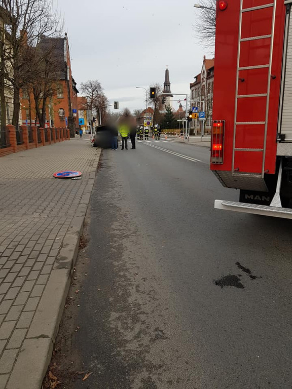 Zderzenie samochodów w centrum Jarocina