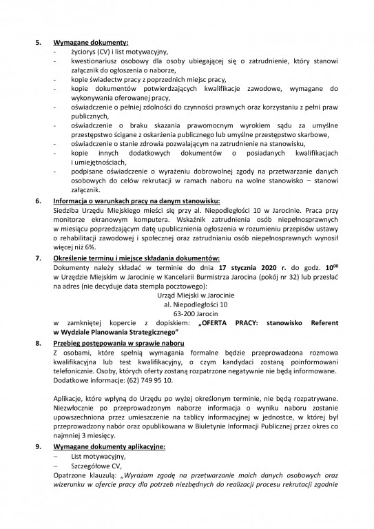 Jest praca w Urzędzie Miejskim w Jarocinie