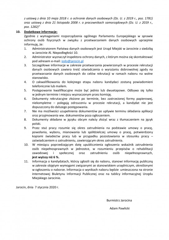 Jest praca w Urzędzie Miejskim w Jarocinie