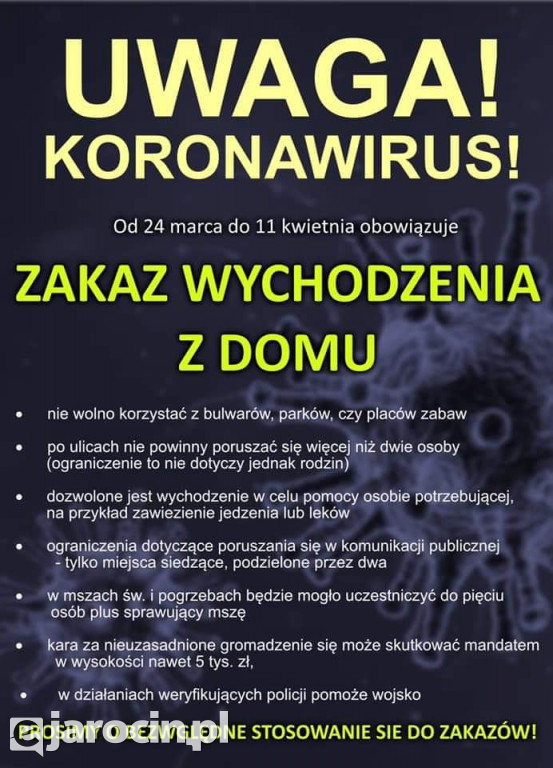 Ograniczenia w związku z koronawirusem do 11.04