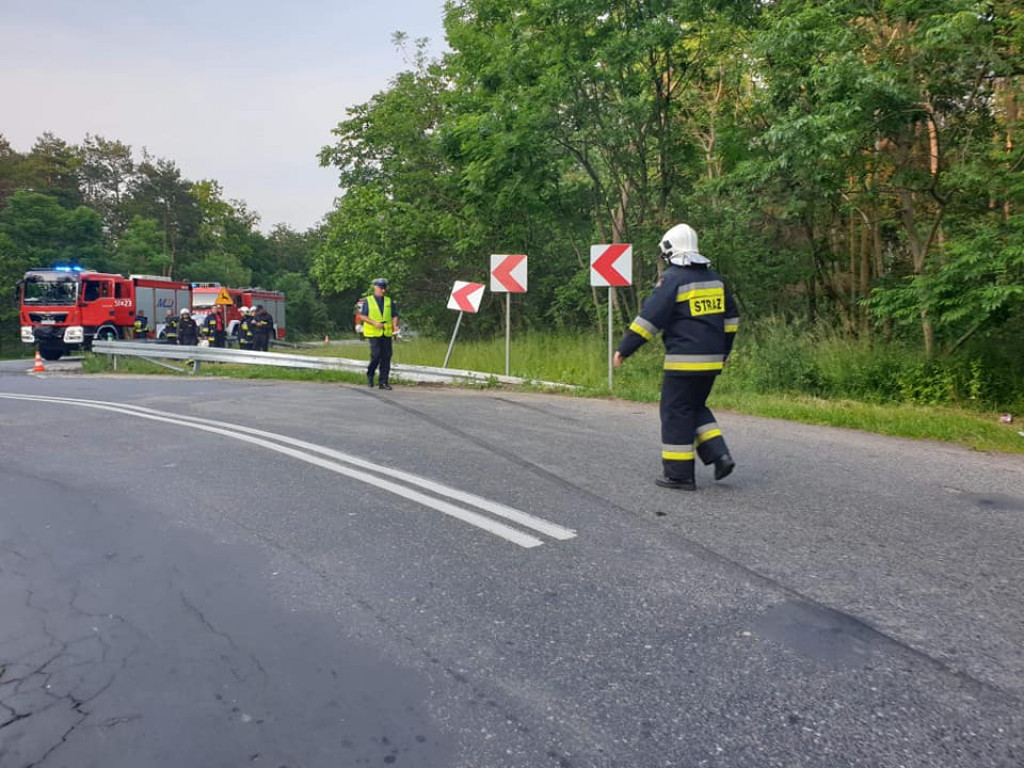 Samochód poza jezdną drogi krajowej nr 15 w Jarocinie