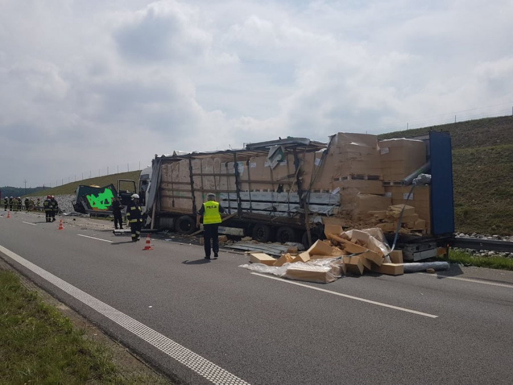 Zderzenie ciężarówek na obwodnicy Jarocina