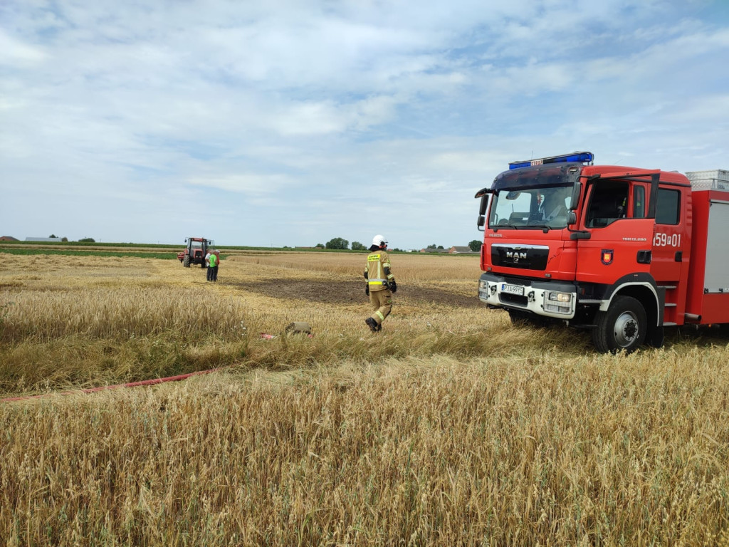 Pożar zboża na pniu w Łobzowcu