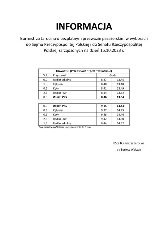 Darmowa komunikacja miejska do lokali wyborczych w gminie Jarocin