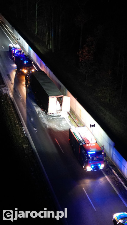 Pożar na łączniku obwodnicy Jarocina
