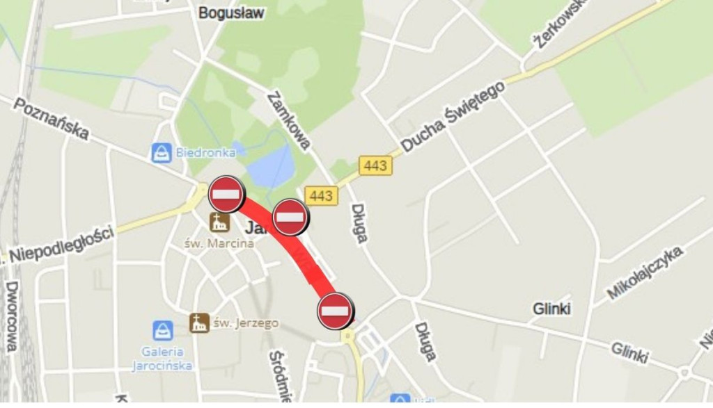 Prace naprawcze na ul. Wojska Polskiego i Św. Ducha w Jarocinie