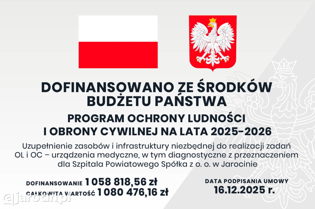 Ponad milion złotych na wyposażenie Szpitala Powiatowego w Jarocinie