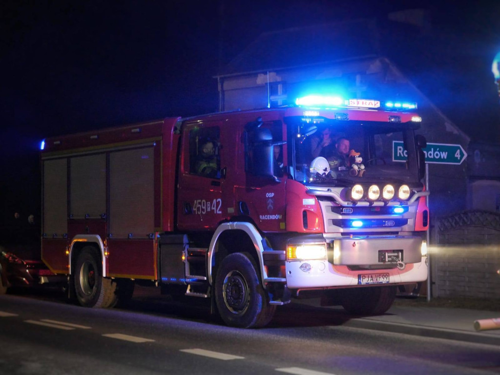 Pożar sadzy w kominie w Lubinii Małej