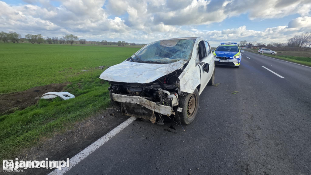 Auto w rowie po próbie ominięcia zwierzyny