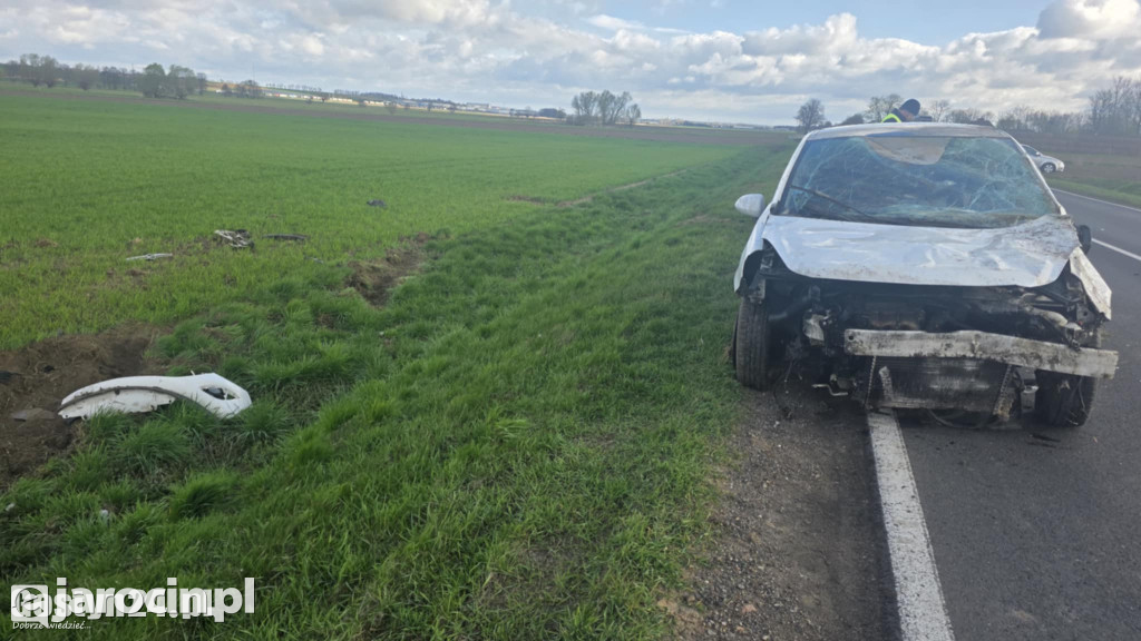 Auto w rowie po próbie ominięcia zwierzyny