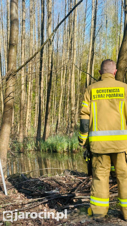 Woda wdziera się na drogę w Wilkowyi