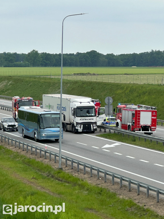 Pożar ciężarówki na obwodnicy Jarocina