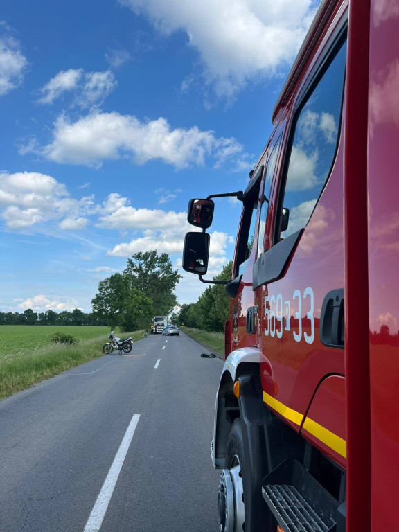 Motocyklista z gminy Jarocin trafił do szpitala po wypadku pod Dobrzycą