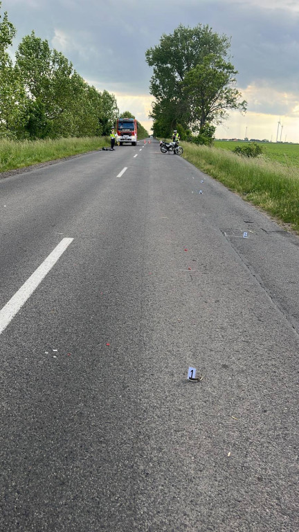 Motocyklista z gminy Jarocin trafił do szpitala po wypadku pod Dobrzycą