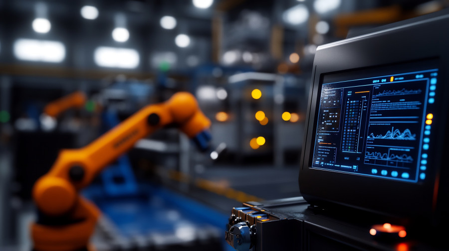materiały partnera Robot przemysłowy pracujący przy automatyzacji procesów produkcyjnych na hali