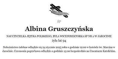 Nie żyje Albina Gruszczyńska. Jarocinianka miała 94 lata-12182