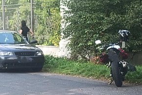 Zderzenie motoroweru z samochodem w Tarcach-2387