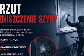 Podjechał rowerem i rozbił szybę młotkiem. Wszystko nagrał monitoring