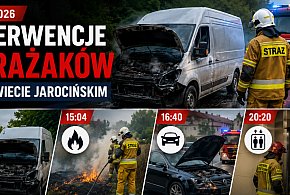 Pożary pojazdów i traw oraz akcja ratunkowa w windzie. Intensywny dzień strażaków