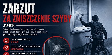 Podjechał rowerem i rozbił szybę młotkiem. Wszystko nagrał monitoring