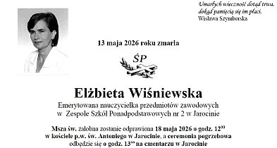 Nie żyje Elżbieta Wiśniewska. Wieloletnia nauczycielka z Jarocina miała 71 lat