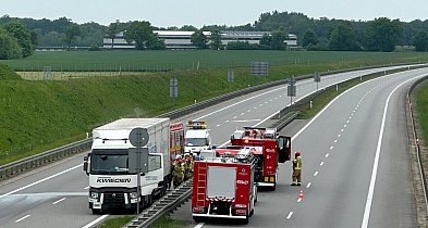 Akcja straży pożarnej na obwodnicy Jarocina. Zapaliła się ciężarówka (ZDJĘCIA)