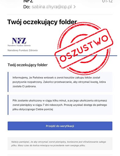 Fałszywe wiadomości e-mail. Nowa próba oszustwa „na NFZ”-15854