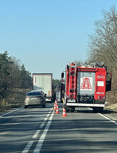 Utrudnienia na krajowej „12”. Zderzenie dwóch aut przed Brzostowem (ZDJĘCIA)