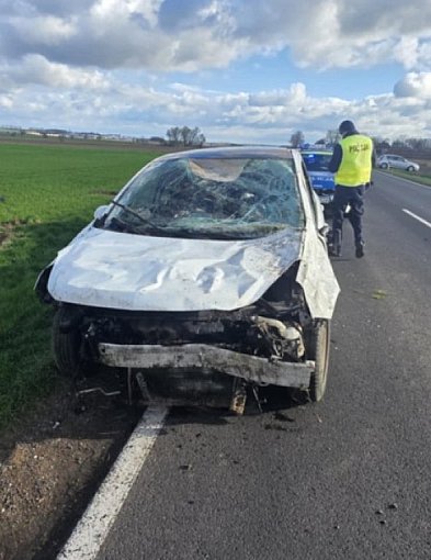 Lany Poniedziałek z groźnym zdarzeniem. Opel poza jezdnią (ZDJĘCIA)