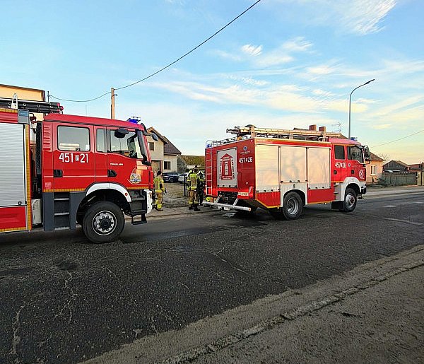 Pożar opału w podajniku. Akcja straży pożarnej w Łuszczanowie