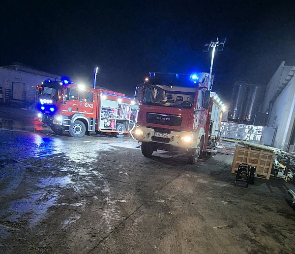 Nocny pożar w zakładzie mięsnym w Golinie. W akcji kilkanaście zastępów straży