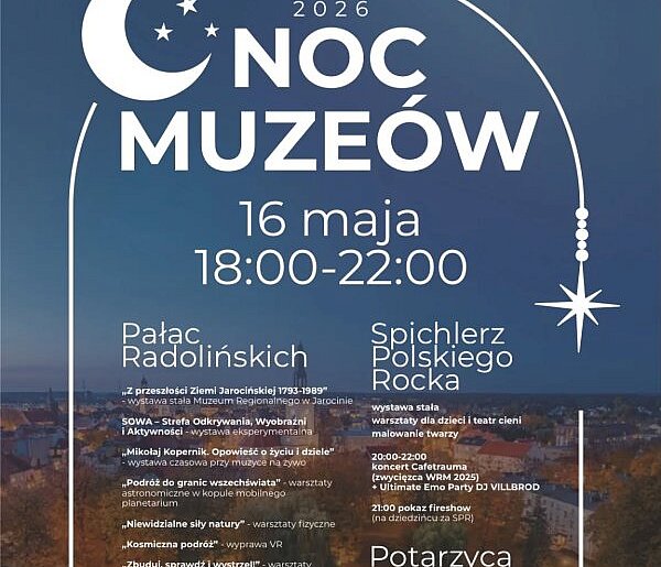 Noc Muzeów 2026 w Jarocinie. Koncerty, fire show i atrakcje do późnego wieczora