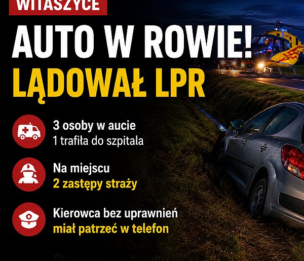 Kierowca bez uprawnień wjechał do rowu. 18-latka trafiła do szpitala