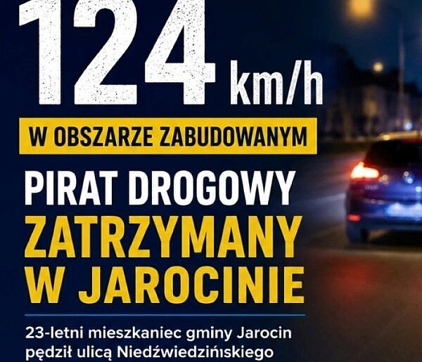Nocny rajd ulicami Jarocina. 23-latek dostał 2.,500 zł mandatu