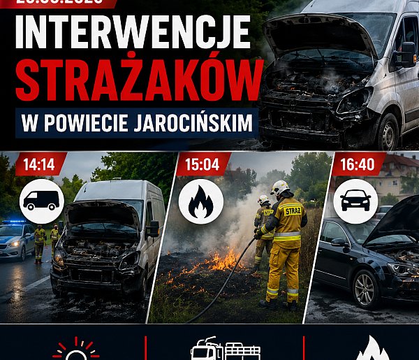 Pożary pojazdów i traw oraz akcja ratunkowa w windzie. Intensywny dzień strażaków