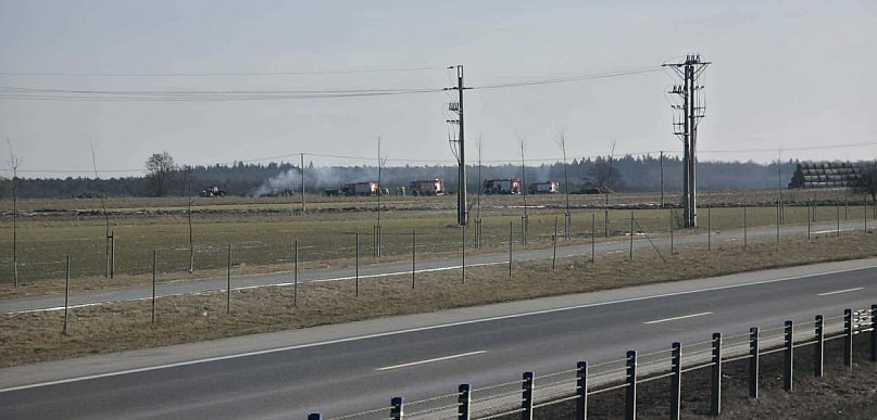 Zadymienie przy S11. Cztery zastępy straży na polach w okolicach Mieszkowa