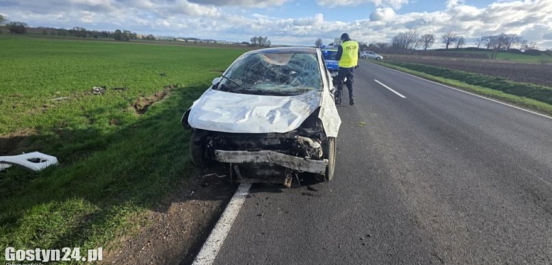 Lany Poniedziałek z groźnym zdarzeniem. Opel poza jezdnią (ZDJĘCIA)