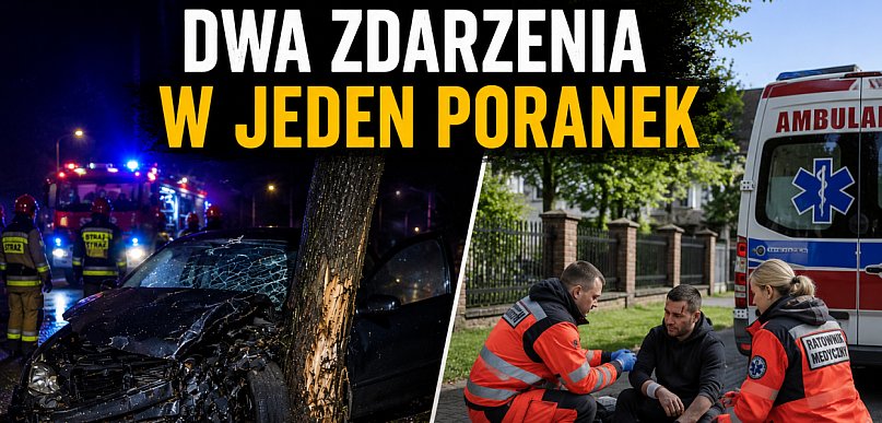 Najpierw kolizja, potem akcja medyczna. Pracowity poranek strażaków z Jarocina