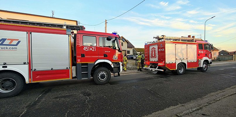 Pożar opału w podajniku. Akcja straży pożarnej w Łuszczanowie