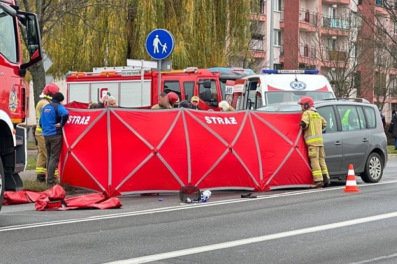 Potrącenie rowerzysty na ul. Popiełuszki w Jarocinie