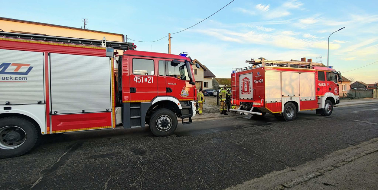 Pożar opału w podajniku. Akcja straży pożarnej w Łuszczanowie