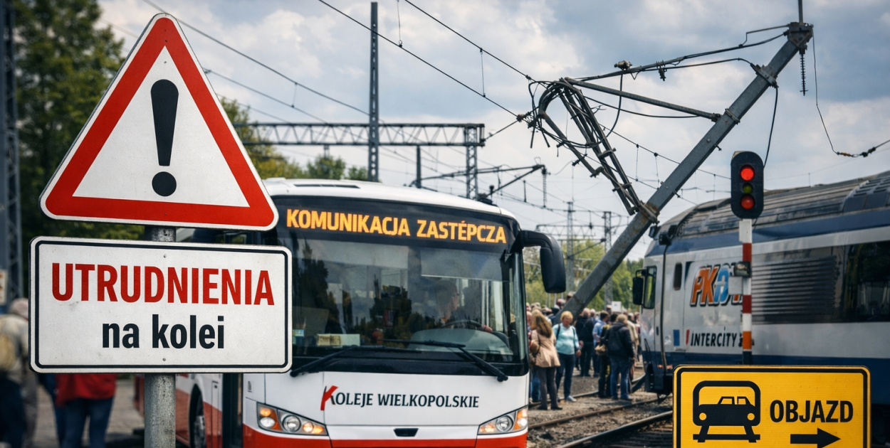 Awaria sieci trakcyjnej w Poznaniu. Problemy z pociągami do Jarocina i Środy Wlkp.